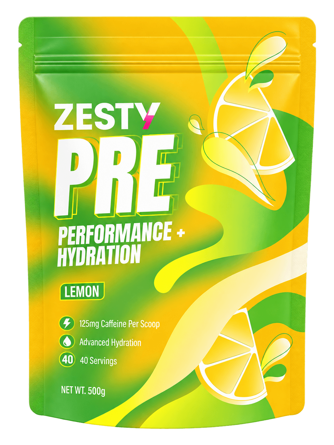 ZESTY PRE Lemon — Performance + Hydration pouch